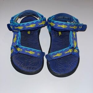 Teva Blue Kids Sandals with Yellow Fish Accents